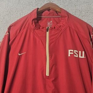 Vintage 90s Nike Team FSU Embroidered‎ Logo Red Windbreaker Jacket Men's XL